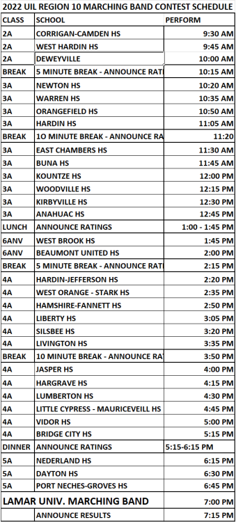 UIL Region 10 2022 Schedule.PNG